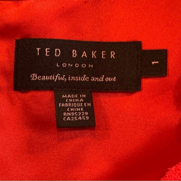 Ted Baker Red Scalloped Hem and Collar Dress US Size 4 - Picture 6 of 9